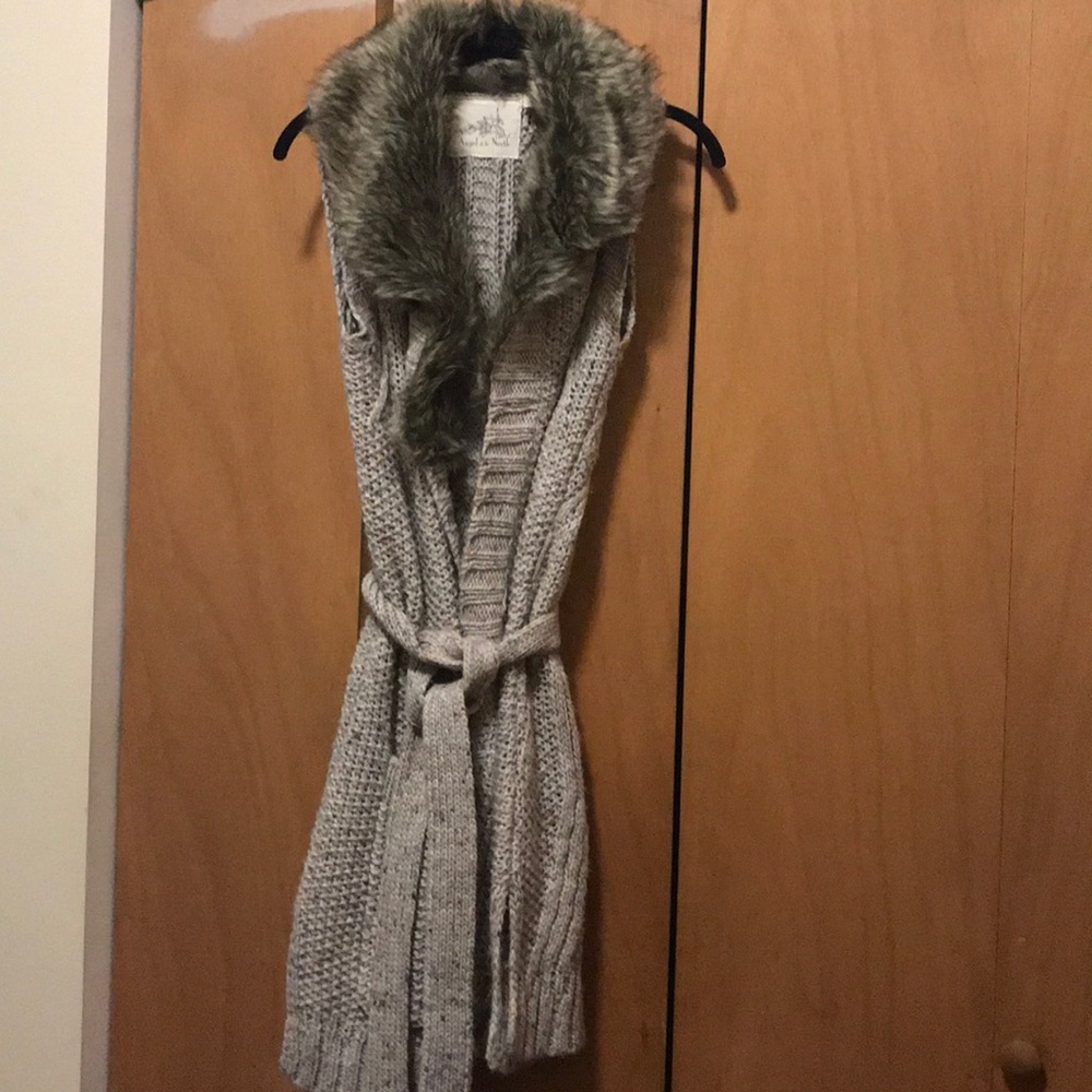 Anthropologie fur lined sweater vest